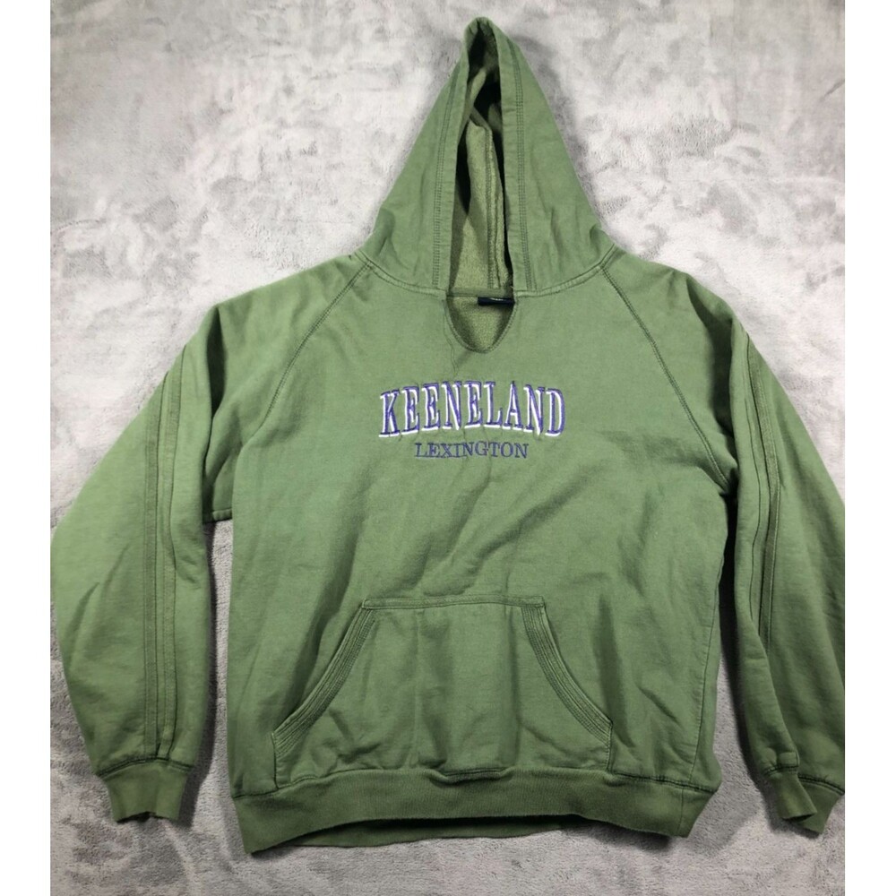Keeneland Hoodie Sweatshirt Unisex Size XL Green V-Neck Pocket Horse Racing